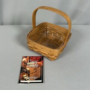 VTG 2002 Longaberger 5.5" Square Berry Basket & Plastic Protector Liner 2.5"tall